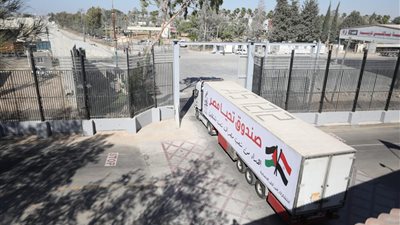 قافلة صندوق تحيا مصر تعبر منفذ رفح لتوصيل المساعدات لقطاع غزة.. صور