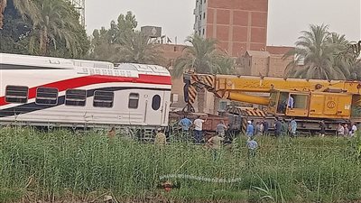 توقف أحد القطارات اثر خروج عجلات احدى العربات بمركز ببا