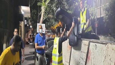 حملات علي المقاهي والمحال والباعة المتعدين علي الطريق العام بالدقي والعجوزة والهرم