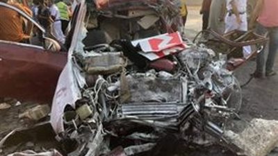 مصرع إصابة 6 اشخاص بينهم 5 من أسرة واحدة في حادث مروع بطريق الإسماعيلية ..صور