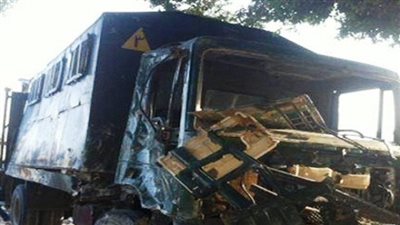 أصابة ١١ فى انقلاب سيارة شرطة ببنى سويف بالاسماء