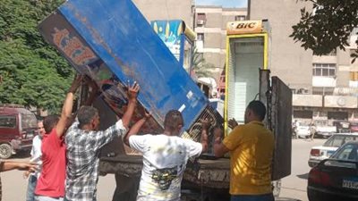 ازالة ٨٠ اشغال وسيارات متهالكة وضبط مقاهي تقدم الشيشة بشمال الجيزه