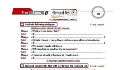 الاختبار الثامن فى اللغة الانجليزية للشهادة الاعدادية