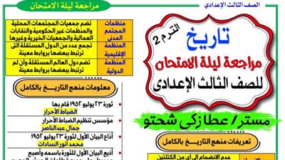 روشتة التفوق فى التاريخ للشهادة الاعدادية