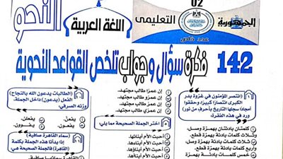 142 سؤالا واجابتهم فى النحو من ملحق الجمهورية التعليمى للثانوية العامة