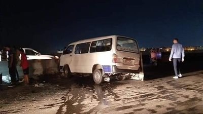 الميكروباص طارت في الهواء من أعلى كوبرى أجهور عرب الرمل بالمنوفية