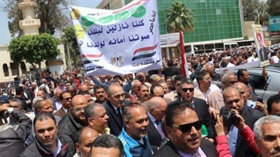 بالفيديو .. مسيرة للمعلمين بالصف لدعم التعديلات الدستورية