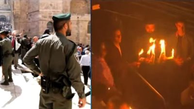 شاهد.. أقباط القدس يشعلون الشموع احتفالا بـ