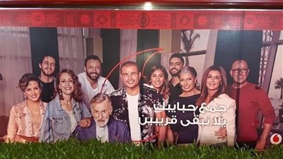 دينا الشربينى تقف بخلف الهضبة باول عمل يجمعهم فى اعلان فودافون