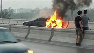 كثافات مرورية أعلى محور 26 يوليو بسبب حريق سيارة ملاكى