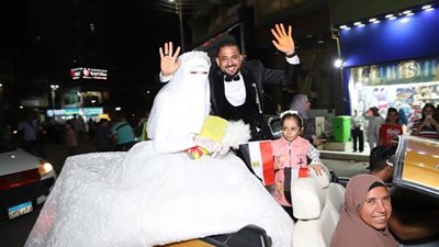 زفة العرسان تحتفل بانتصارات أكتوبر ببنى سويف