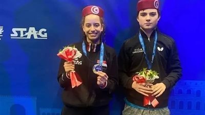 وزير الرياضة يهنىء هنا جودة بفوزها بذهبية منافسات الزوجى المختلط