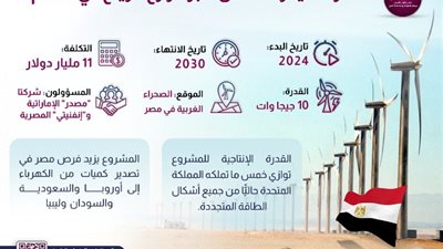 «معلومات الوزراء»: مصر تشيد واحدة من أكبر مزارع الرياح في العالم.. إنفوجرافيك