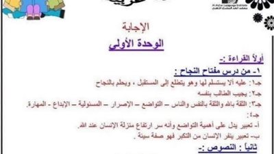 مراجعة ليلة الامتحان عربي بالاجابات للصف السادس الابتدائي