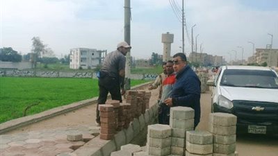 تركيب «الإنترلوك» بطريق كوبري العباسة بالشرقية