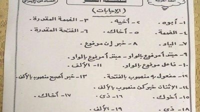 تدريب على الأسماء الخمسة واعرابها للصف السادس الإبتدائي ترم تاني
