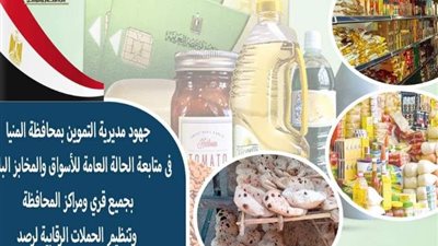 تحرير 63 مخالفة تموينية متنوعة خلال حملات رقابية بالمنيا