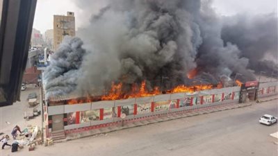 حريق مدمر فى معرض شباب بنى سويف