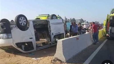 مصرع 2 وإصابة 5 فى سقوط ميكروباص أعلى الطريق الدائرى بالجيزة