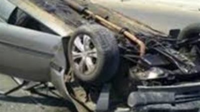 مصرع فتاة واصابة شاب في انقلاب سيارة ملاكي بالبحر الصغير بالدقهلية