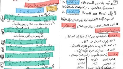 أهم مسائل المعادلات والتفاعلات بالأجوبة في الكيمياء