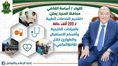 تقديم الخدمات الطبية لـ ٢٠٩ ألف حالة بالعيادات الخارجية بالمنيا