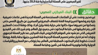 الحكومة تنفي وجود أخطاء في طباعة فئة العشرين جنيه