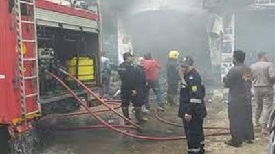 اندلاع حريق هائل بمخزن مواد غذائية بالقليوبية