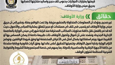 الوزراء :لا صحة لبيع الحكومة أصول وممتلكات للأوقاف تقدر بمليارات الدولارات
