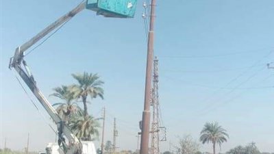 حملات لصيانة أعمدة وكشافات الإنارة بمراكز المنيا