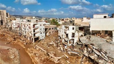 صور تظهر حجم الدمار والكارثة في ليبيا بسبب إعصار دانيال