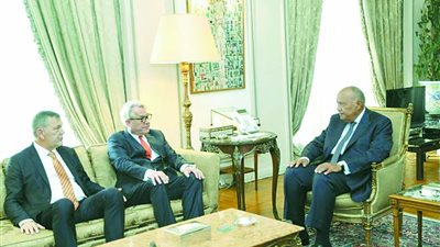 سامح شكرى خلال استقبال وينسلاند المنسق الدولى للسلام ولازارينى مفوض الأونروا: دعم كامل من القاهرة لضمان وصول مواد الإغاثة لأهالى قطاع غزة