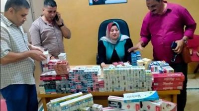 تموين امبابة يضبط سلع غذائية و سجائر مجهولة المصدر