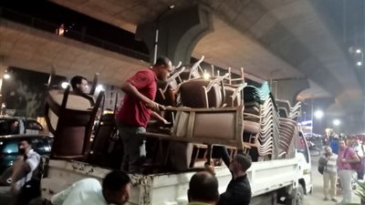 محافظة الجيزة ترفع ٥٠٠ حاله تعدي للمقاهي بشارع المريوطية