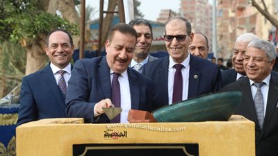 أبو ليمون وعباس يضعان حجر أساس مجمع النيابات الإدارية بالمنوفية